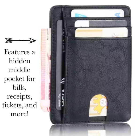 Slim RFID Blocking Vegan Leather Wallet Credit ID - Picture 3 of 16